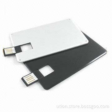 Credit Card USB Flash Drive 2.0 with 1 to 32 GB Memory Capacity and Q-man Design Free Logo